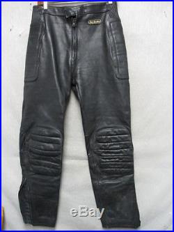 W3889 Hein Gerike Black Leather Biker Pants Men 30x28