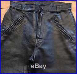 Walkers Mens 31 X 30 Small Black Leather Motorcycle Riding Pants Western Vtg