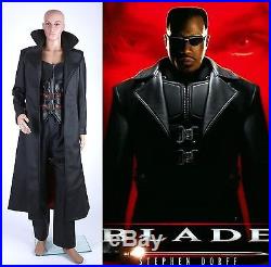 Wesley Snipes Blade Costumes Leather Vest Coats for Man Pants Cosplay Set