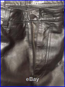 Wilson's Men's Black Leather Pelle Studio brand Lined Motorcycle Pants