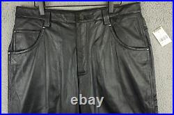 Wilsons Leather NWT M. Julian Black Motorcycle Pants Men's 34 (Measures 35x33)