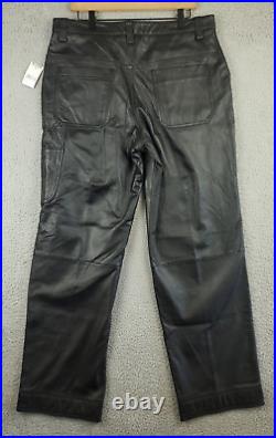 Wilsons Leather NWT M. Julian Black Motorcycle Pants Men's 34 (Measures 35x33)