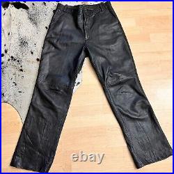 Wilsons Leather Pelle Studio Leather Pants Mens 32 Soft Black Lined Biker