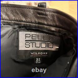 Wilsons Leather Pelle Studio Leather Pants Mens 32 Soft Black Lined Biker