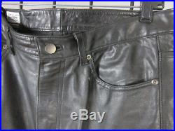 Wilsons Pelle Studio Black Leather Motorcycle Pants Mens size 34 x 35