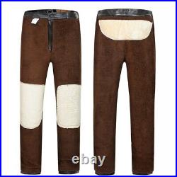 Winter Mens Fleece Lined Thick Leather Pants Waterproof Windproof Motorcycle New