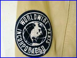 Worldwide Pants David Letterman Golden Bear Wool/Leather Coat Mens Med Inv#S9746