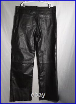 Xelement Men's Heavy Leather Bikers Black Raw Hem Straight Leg Pants Size 42 NWT