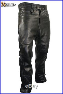 Xelement Men's Premium Leather Motorcycle Over Pants withSide Zipper & Snaps B7470