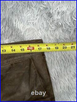 Yves Saint Laurent Rive Gauche Mens Genuine Italian Brown Leather Suede Pants 52
