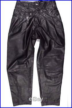 Z Cavaricci Vintage 80s White Label Pleated High Waist Leather Pants Mens 32 30