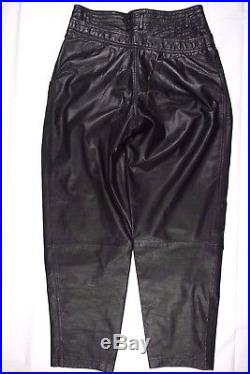 Z Cavaricci Vintage 80s White Label Pleated High Waist Leather Pants Mens 32 30