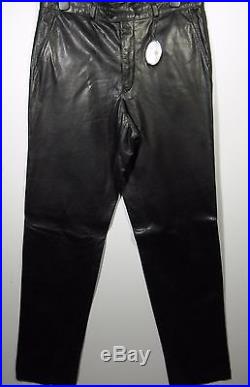 ZANELLA Men's All-Leather Pant Mod. HARLEY Made in Italy BLACK Size 38W New