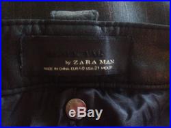 ZARA MAN Mens Faux Leather Biker Slim Fit Moto Pants-sz 34x32