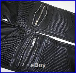 ZARA Man BNWT Black Synthetic Faux Leather Biker Trousers With Zips 0706/320
