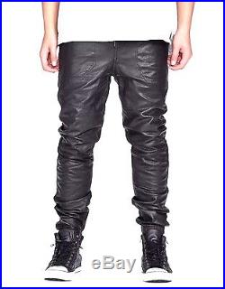 Zanerobe mens Sureshot perforated LEATHER jogger Pants size 34 retail $595