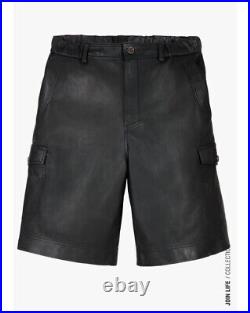 Zara Mens SRPLS Limited Edition Black Leather Shorts Size Medium