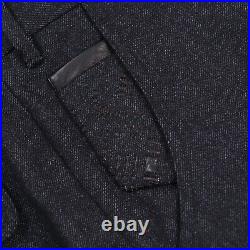 Zilli Dark Charcoal Gray Twill Wool'Denim' Pants with Leather Details 41 NWT