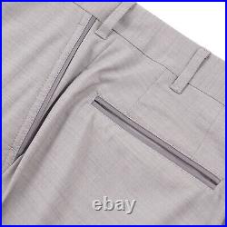 Zilli Light Gray Lightweight 180s Wool Pants with Leather Details 32 (Eu 48)